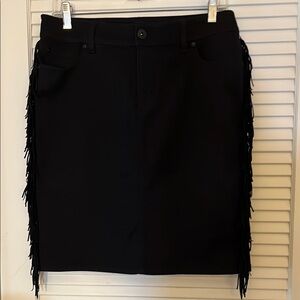 INC Trendy Black Fringe Skirt Size 8